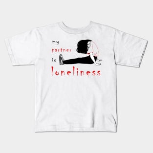 My Parnert is Loneliness Multicolor T-Shirt Design Kids T-Shirt